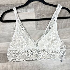 Aerie Women's Eyelash Lace Racerback Bralette White Size M